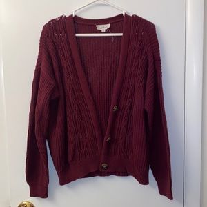 COPY - Maroon button up sweater